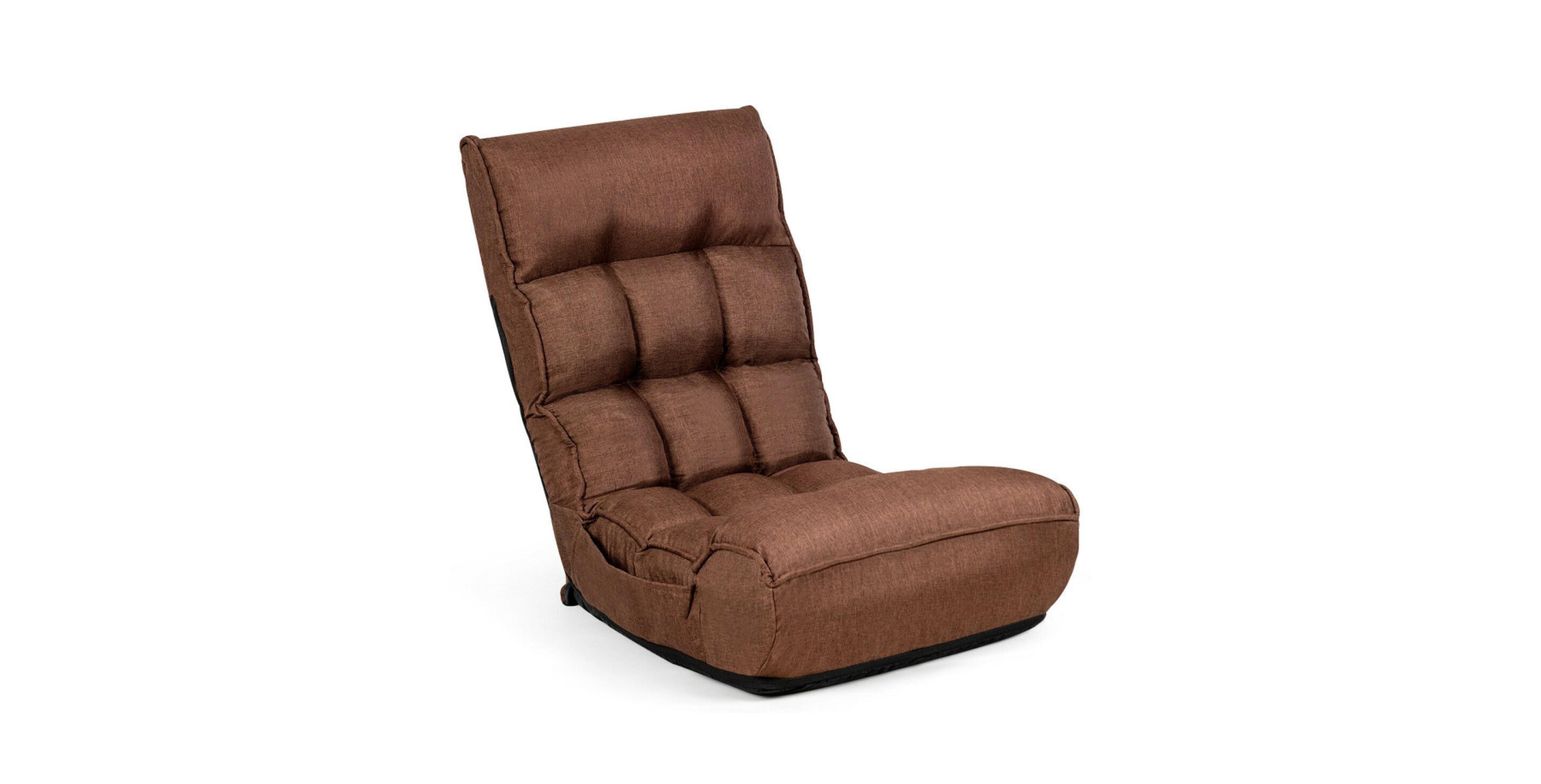 Gouun 4-Position Folding Floor Chair Lazy Sofa Adjustable Back Side Pocket