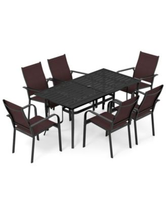 7-Piece Outdoor Patio Dining Set for 6 People