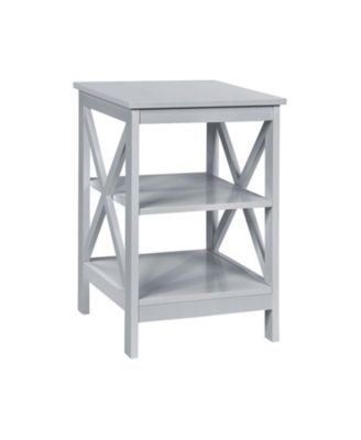 3-Tier X-Design Nightstand Set of 2 with Open Storage Shelves