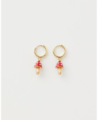 Enamel Mushroom Huggie Earrings