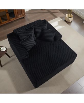 Extra-Large Corduroy Frameless Sofa Bed with Armrests and 4 Plush Pillows-Perfect for Apartments, Living Rooms, and Bedrooms
