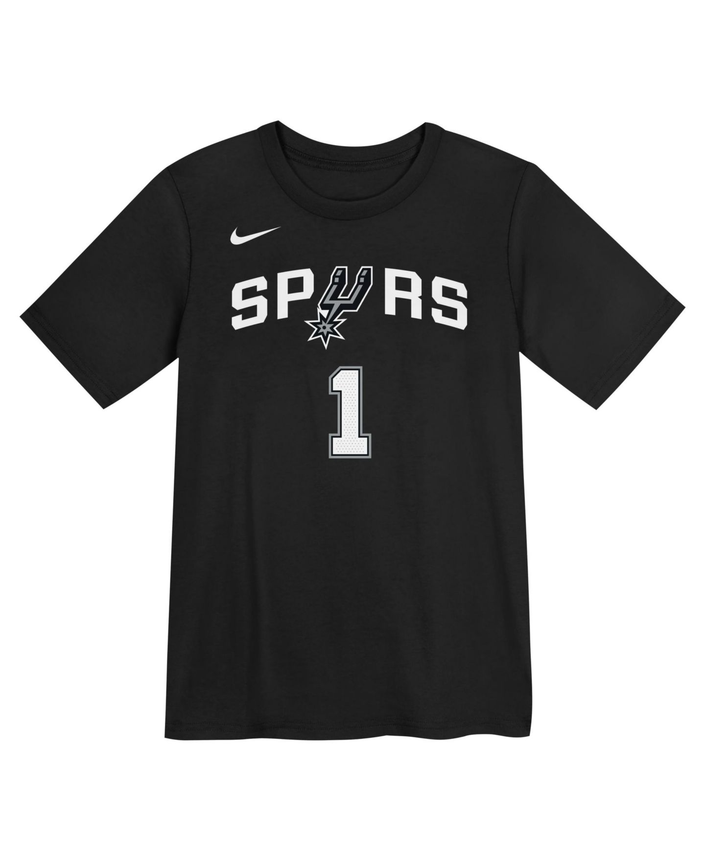 Футболка Nike Preschool Victor Wembanyama Black San Antonio Spurs Icon Name & Number T-Shirt для девочек — фото 2