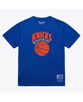 Men's and Women's Mitchell Ness Royal New York Knicks Hardwood Classics Arch T-Shirt