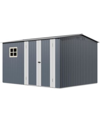 Outdoor Storage Shed, Metal Garden Tool Shed with Lockable Door & Vents, Weatherproof Backyard Storage Shed for Tools & Lawn Equipment Storage