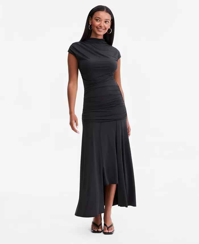 Women's Ruched Cap-Sleeve Midi Dress