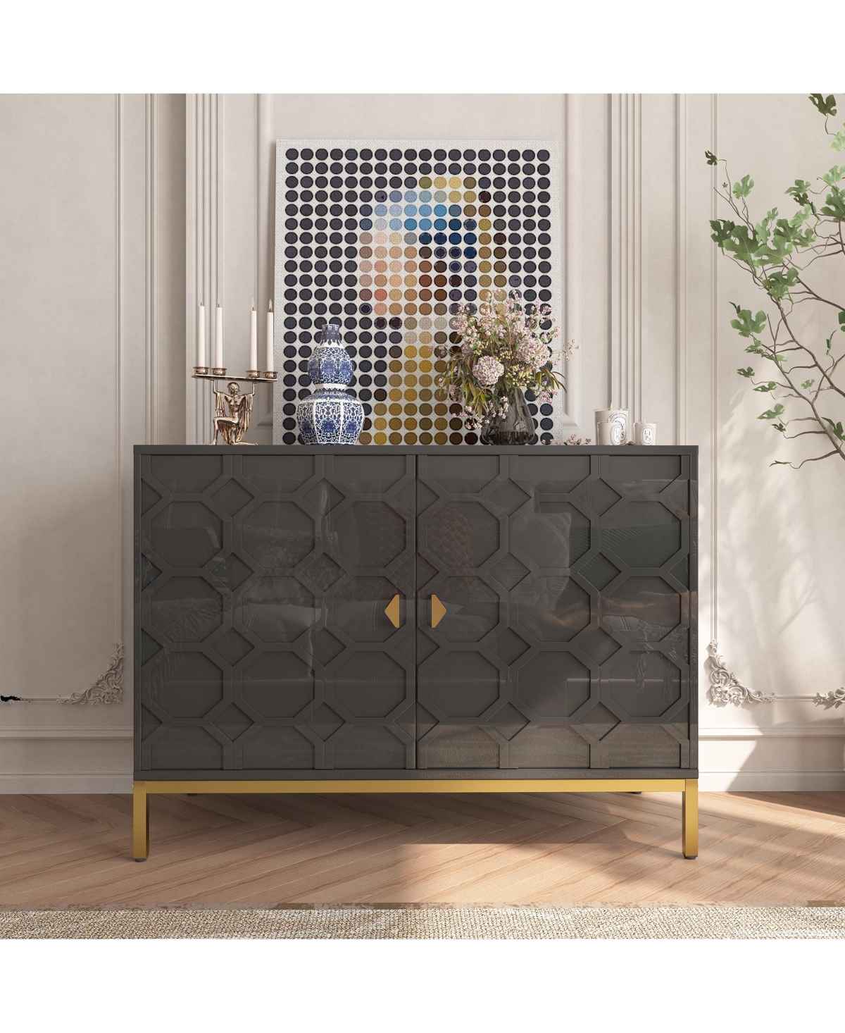 Clihome Freestanding Storage Cabinet -Door Accent
