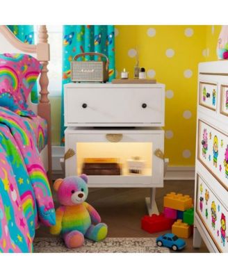 20.7"W LED Nightstand w/ 360 Degree Rotating Drawer in Robot Design