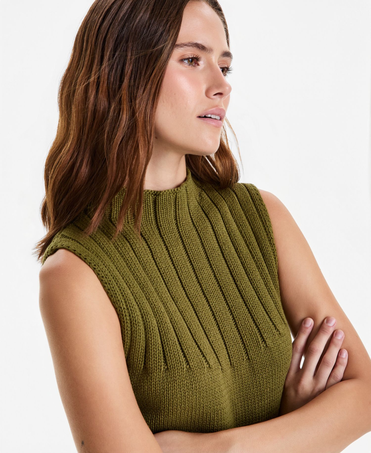 Women's Rib-Knit Mock-Neck Shell