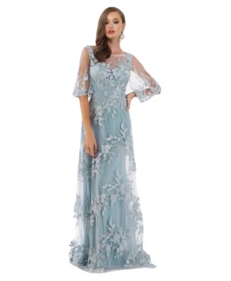 Women's Cape Sleeves A-line Lace Gown