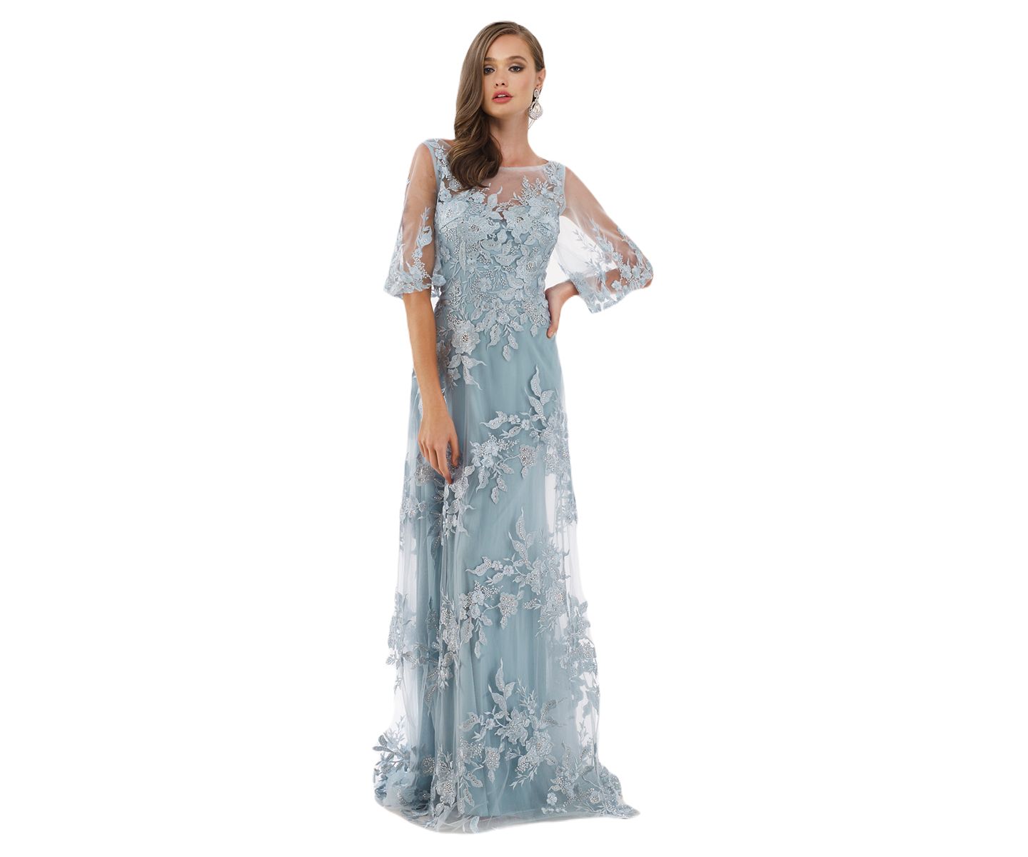 Женские платья Lara Cape Sleeves A-line Lace Gown, цвет: Сумеречный — фото 1