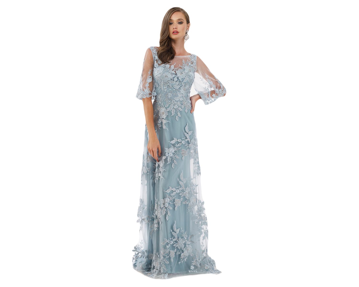Women's Cape Sleeves A-line Lace Gown