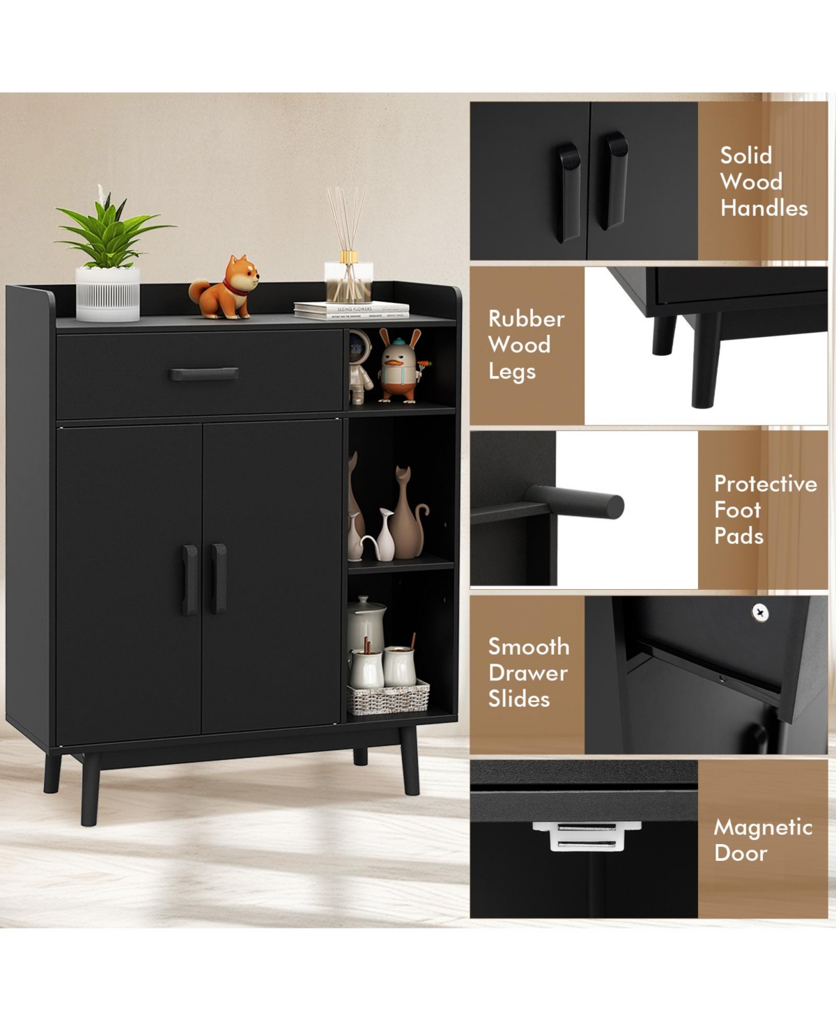 Slickblue Free-Standing Floor Storage Cabinet with 1 Drawer
