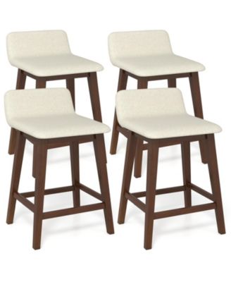 2 Piece 24'' Upholstered Barstools with Low Back Footrest Wood Legs for Kitchen Island