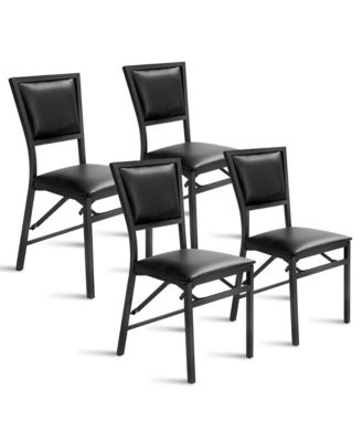 Set of 4 Steel Folding Chair PU Upholstered Counter Height Side Chairs with High Backrest