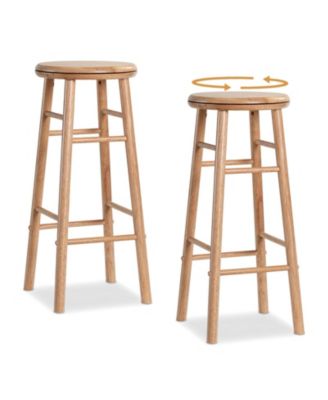 Set of 2 29'' Swivel Bar Stools with Backless Design Footrests and Strong Crossbars