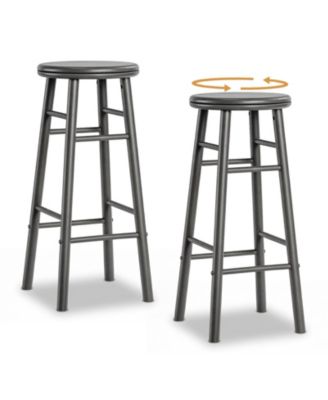 Set of 2 29'' Swivel Bar Stools with Backless Design Footrests and Strong Crossbars