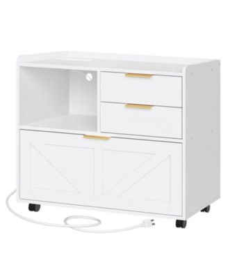 Lateral File Cabinet with Power Charging Station, Letter and A4 Storage