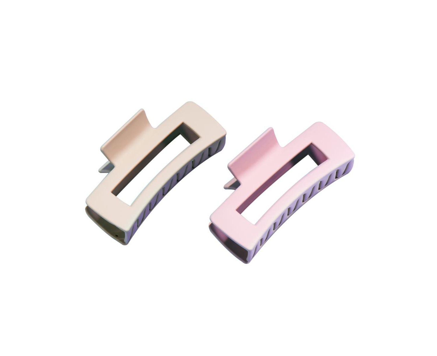 Rectangle Claw Clip Duo - Hair Clips with Velvet-Like Finish for All Hair Types - Women s Claw Clip Set - 2 Pack