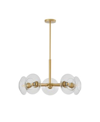 26" Modern 5-Light Sputnik Chandelier with Clear Glass Shades, Mid-Century Hanging Pendant Light Fixture for Dining Room, Living Room