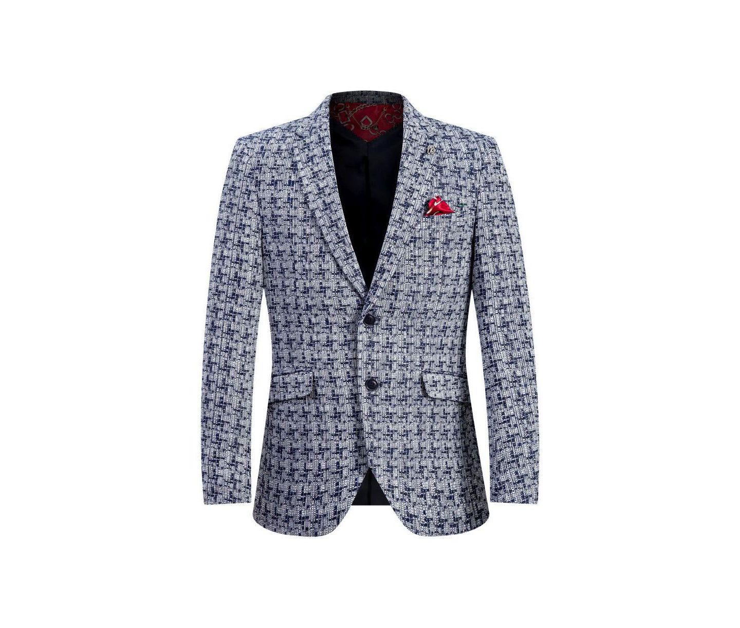 Мужской пиджак Elie Balleh Slim Fit Hound tooth Brocade Blazer, цвет: Тёмно-синий — фото 3