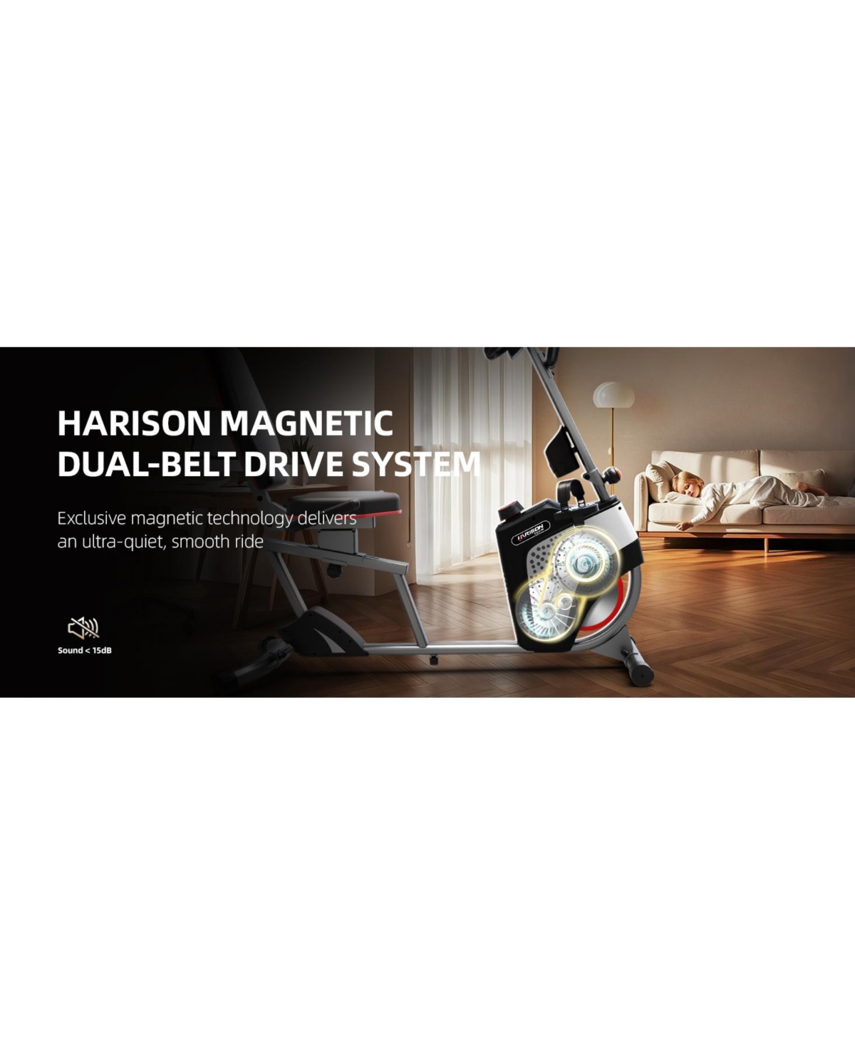 Harison Recumbent Exercise Bike, 350 lbs Capacity, Magnetic with Lcd Monitor (Hrm-B50A)
