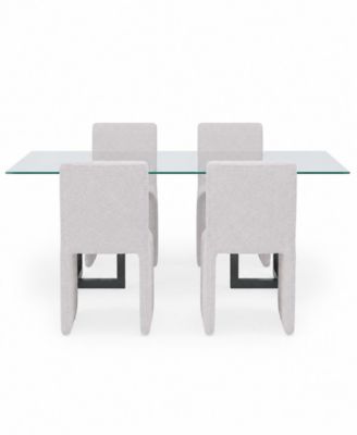 Emila 5-Piece Rectangular Table and Upholstered Chairs Dining Set