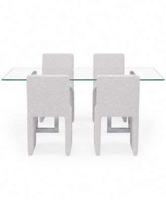 Emila 5-Piece Rectangular Table and Upholstered Chairs Dining Set