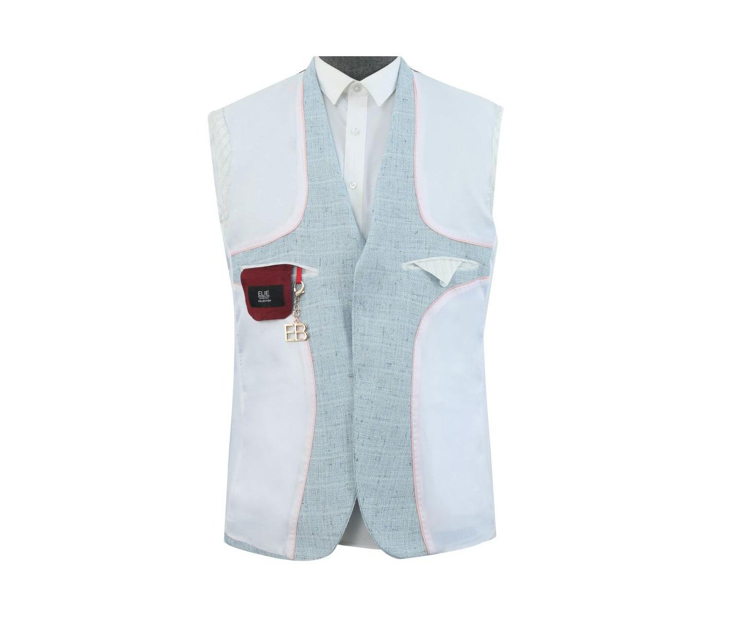 Мужская куртка Elie Balleh Slim Fit Solid Blazer Sports Coat, цвет: Синий — фото 4