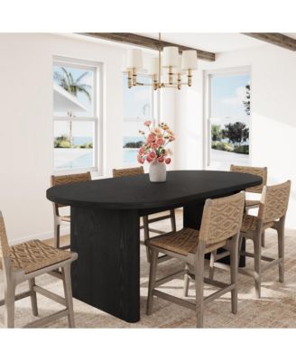Oval Farmhouse Dining Table, Seats 6 to 8, Sturdy Wood Base