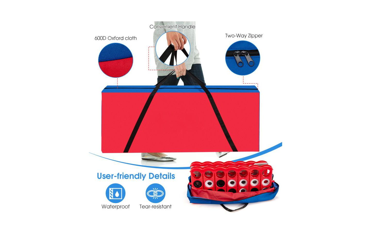 Детские игрушки Slickblue Giant 4 in a Row Shoulder Strap Storage Bag, 47"L x 11.5"W x 19"H, Ages 3+, цвет: Синий / Красный — фото 3