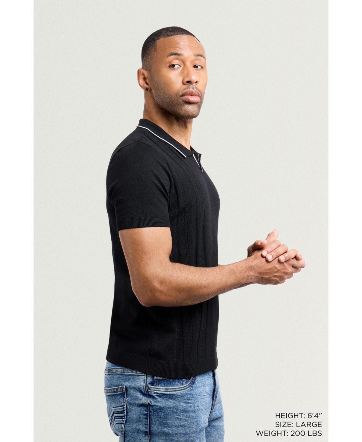 Xray Men's Johnny Collar Textured Stripe Sweater Polo