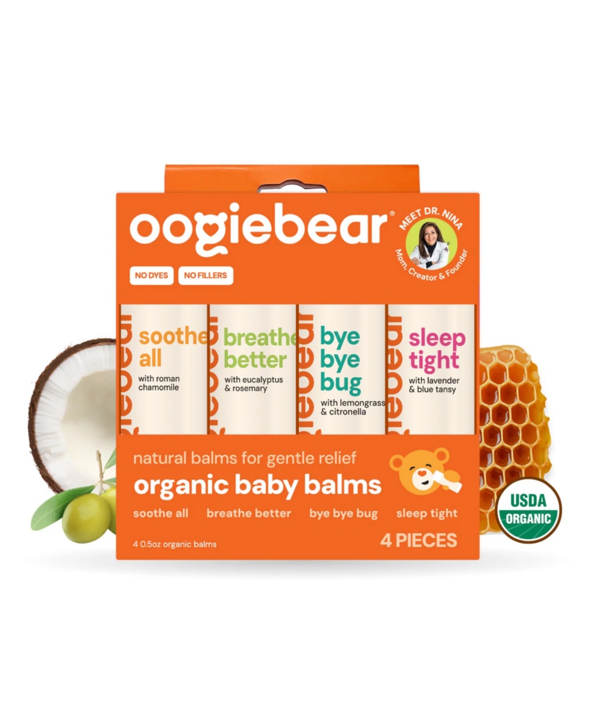 oogiebear Baby 4-Pack Organic Balm Collection