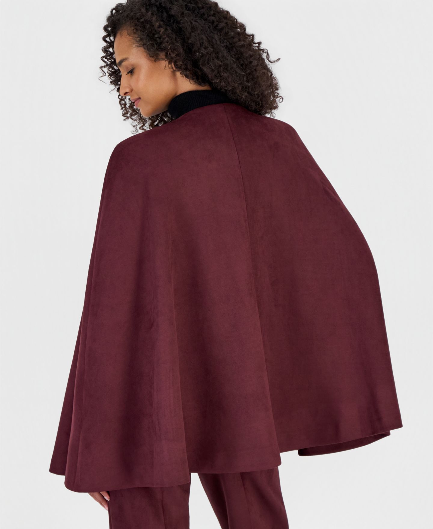 Женская накидка Anne Klein Scuba Suede Long Cape, цвет: Barolo — фото 2