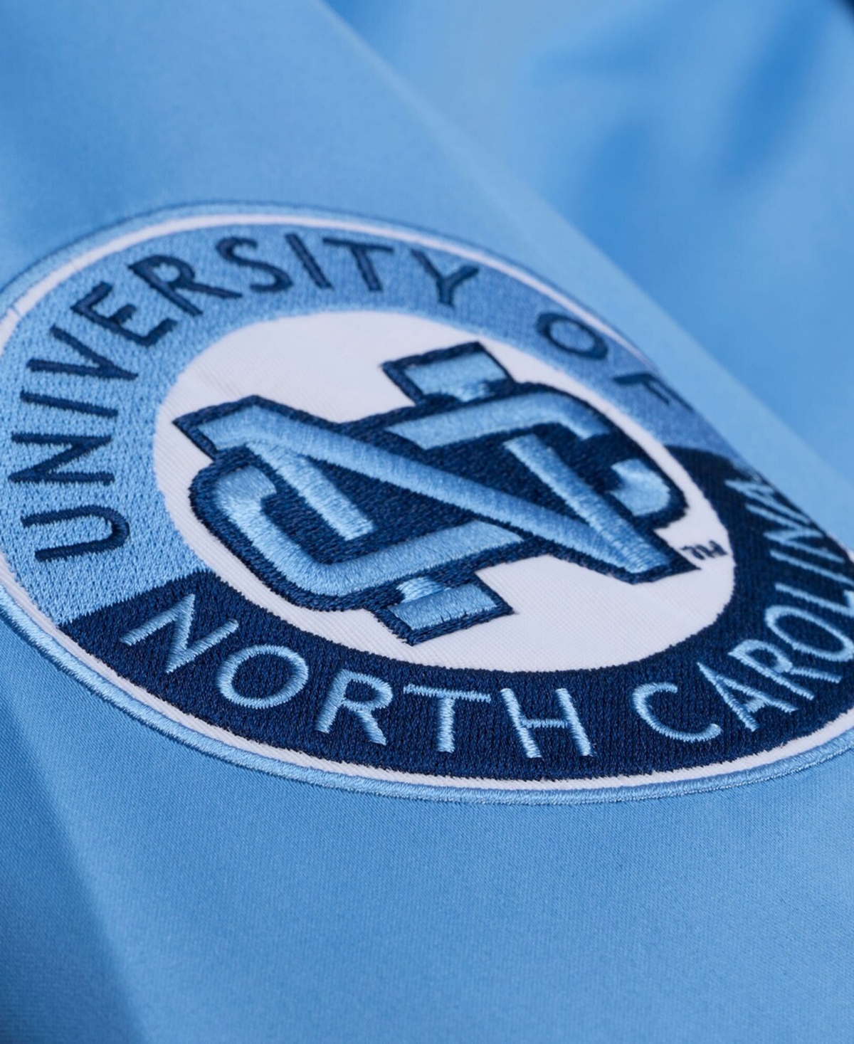Mitchell & Ness Men's Carolina Blue North Tar Heels Double Clutch Lightweight Satin Full-Snap Jacket