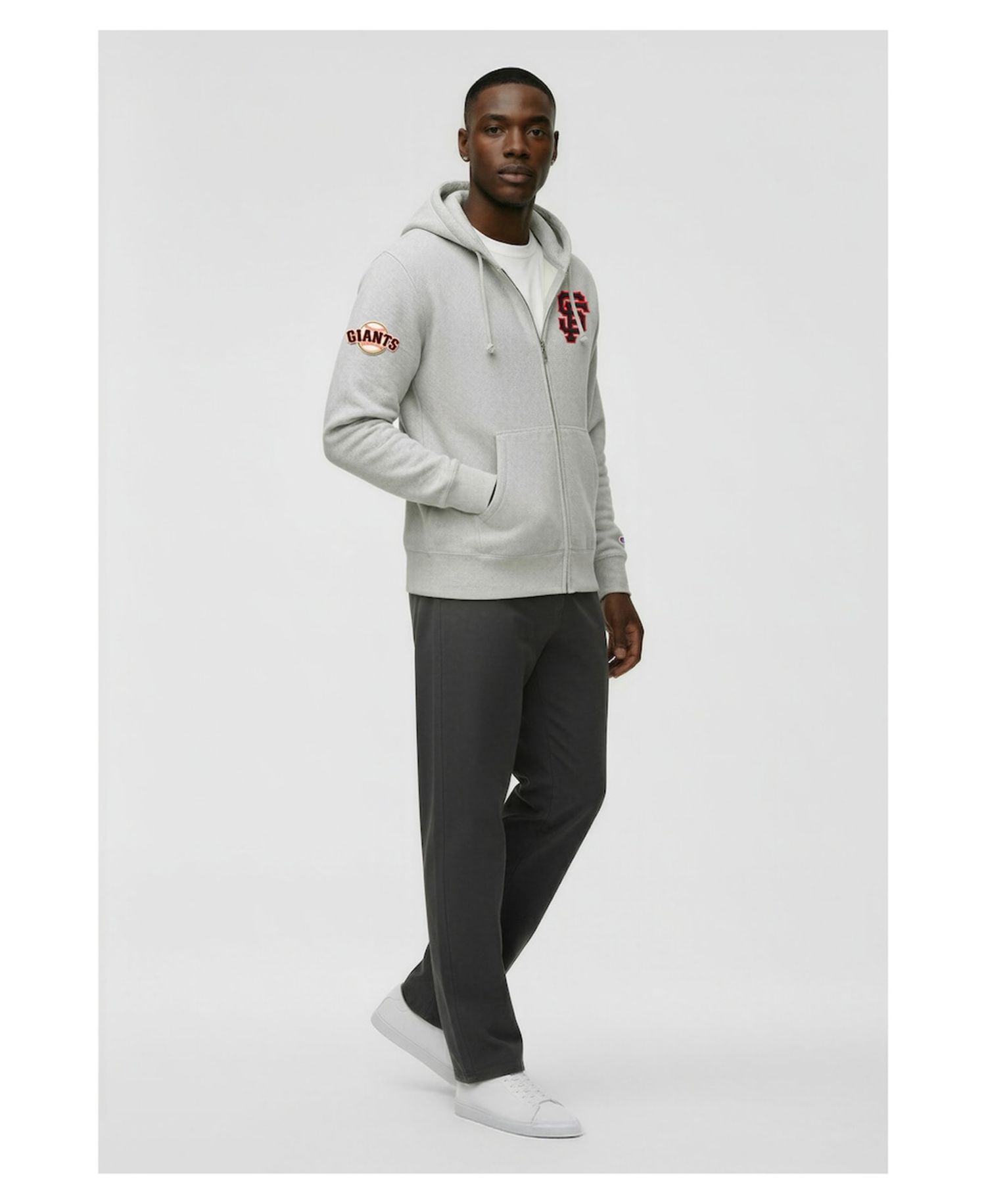 Men's Gray San Francisco Giants Reverse Weave Chenille Full-Zip Hoodie