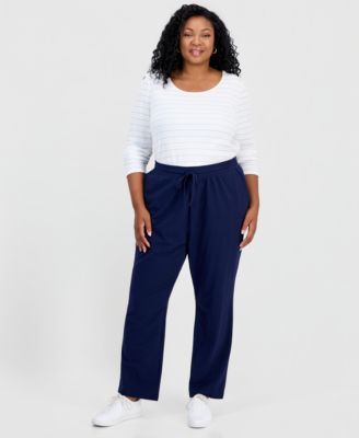 Plus Size Mid-Rise Drawstring-Waist Sweatpants
