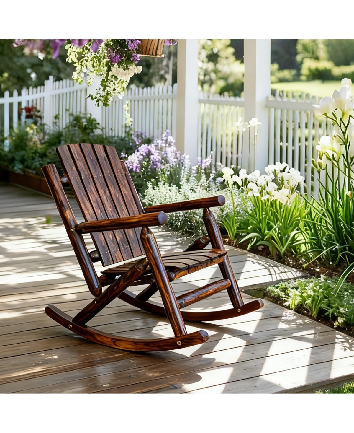 2 Piece Hips All-Weather Outdoor Glider Chair, Single Patio Rocker with Removable Cup Holders