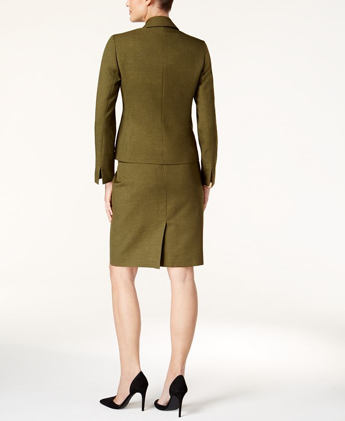 Le Suit Melange Three-Button Skirt Suit - Macy's