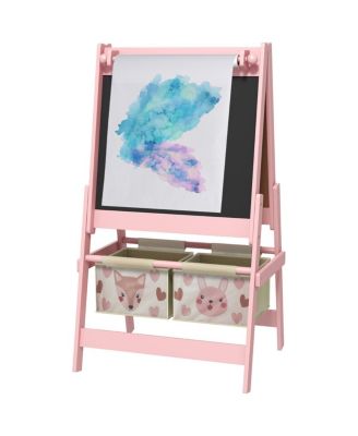 Art Easel for Kids - 3 in 1 Toddler Painting Easel with Paper Roll, Blackboard, Whiteboard, Storage Baskets