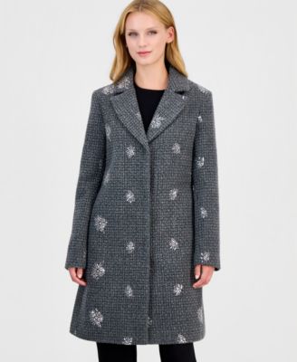 Women's Boucle-Sequin Mid-Length Coat
