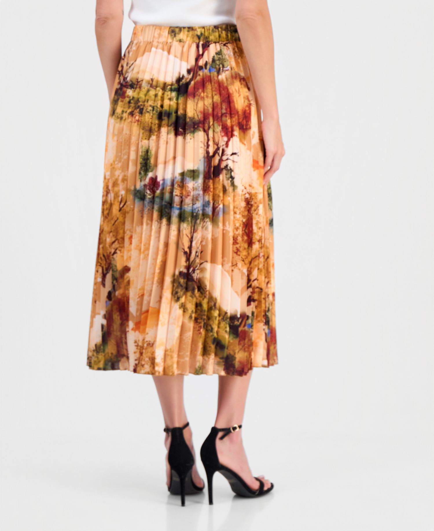 Women's Printed Pull-On Pleated Skirt