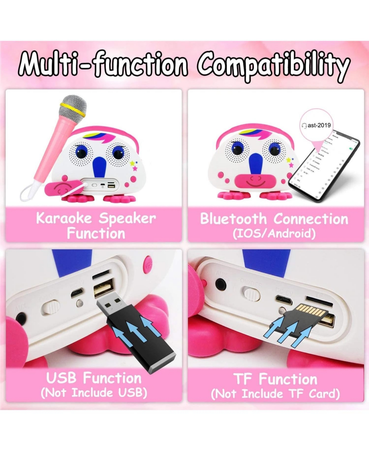 Cowin Karaoke Machine for Kids Wireless Bluetooth with Microphone