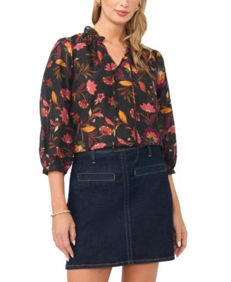 Women's V-Neck Flutter-Sleeve Blouse