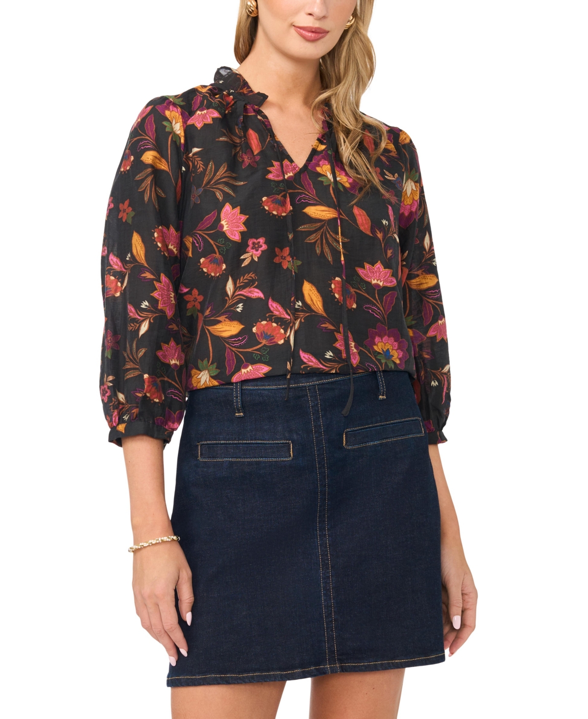 Vince Camuto Women's V-Neck Flutter-Sleeve Blouse