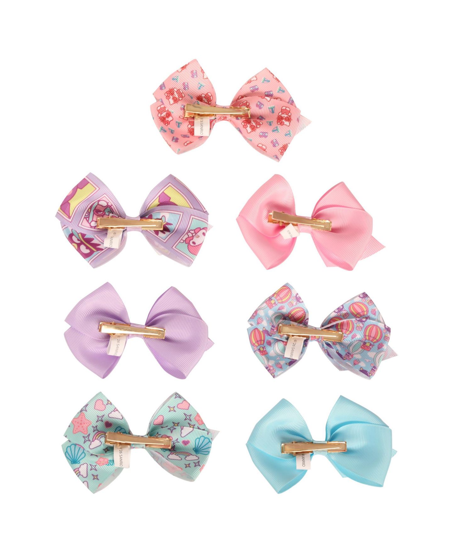 Детские аксессуары для волос Hello Kitty and Friends Bows for Hair 7-Piece Set Official License, Sanrio Hair Accessories with Kuromi and Badtz-Maru, цвет: Разноцветный — фото 6