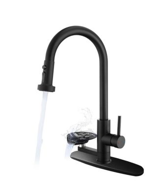 3 in 1 Kitchen Faucet With Press Type Glass Rinser High Arc Pull Down Sprayer Faucet 3 Function Spray Mode Modern Single Handle Sink Faucet