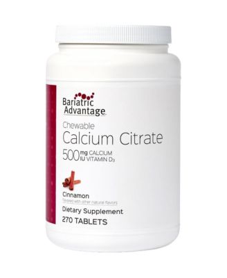 Calcium Citrate Chewable 500 mg - for Bariatric Surgery Patients - High-Potency, Easy-Digest Tablets - Calcium Citrate - 270 Count