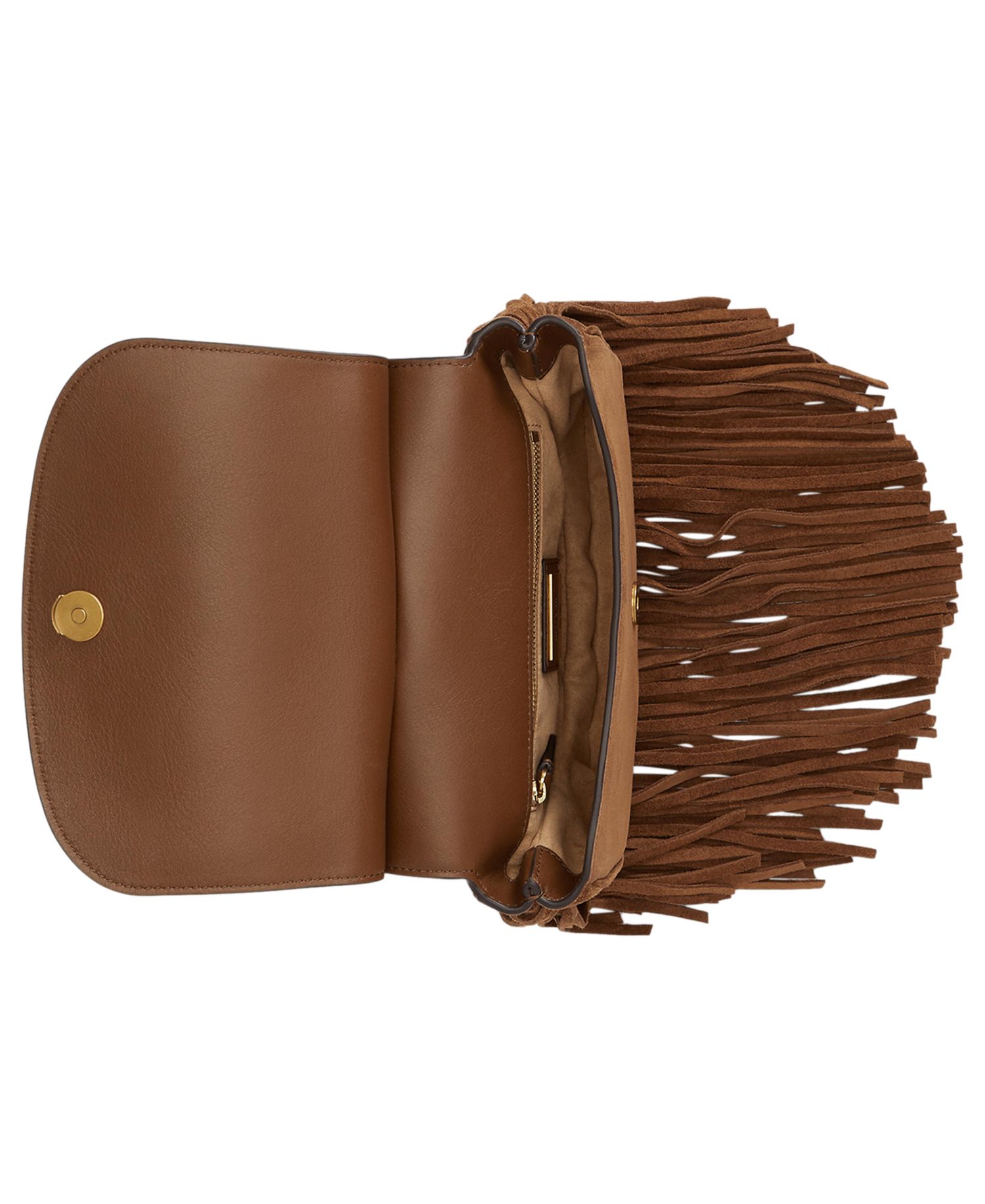 Marcy Suede Fringe Trim Small Crossbody Handbag