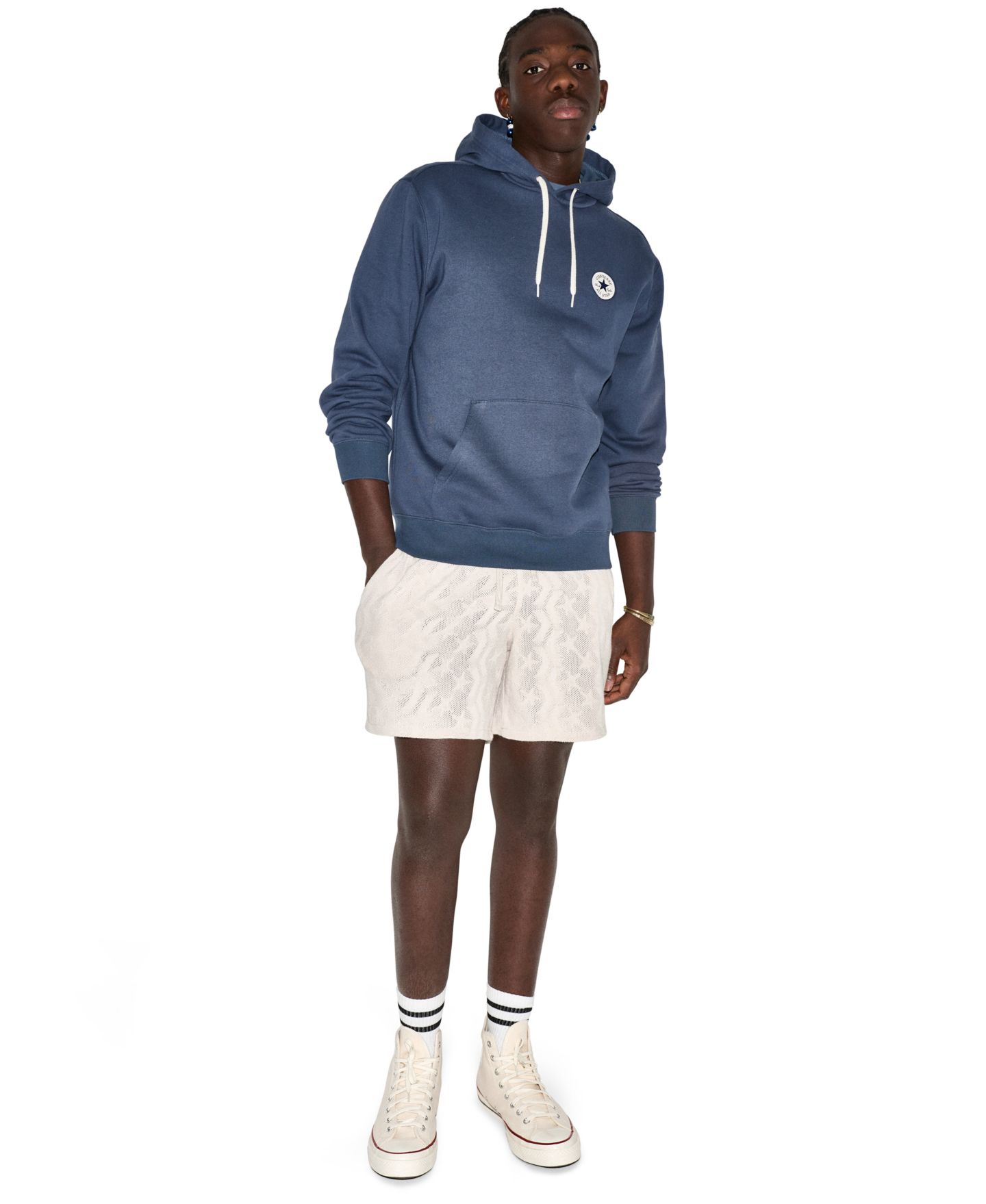 Мужское худи Converse Chuck Patch Fleece Regular-Fit, цвет: Тёмно-синий — фото 2