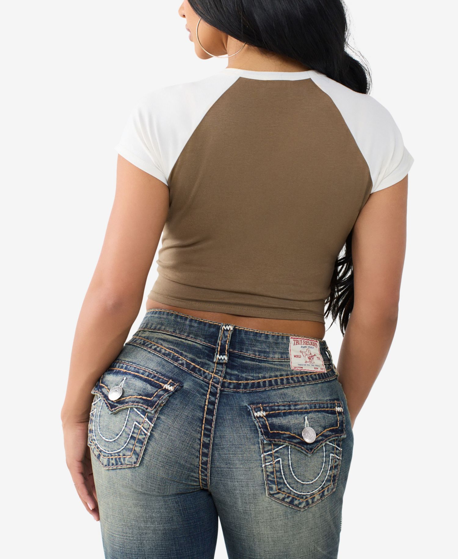 Women's Contrast Raglan Notch Baby T-Shirt